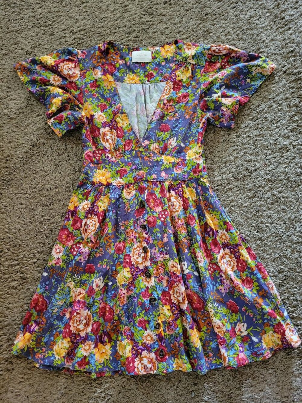 Auguste The Label Lavender Floral V-Neck Mini Dress